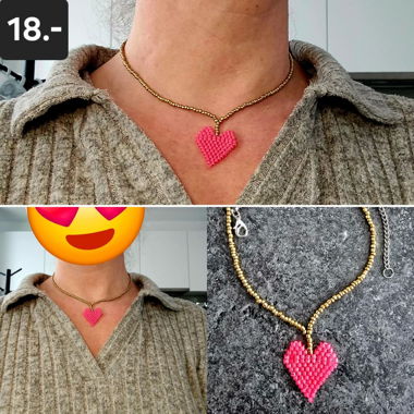 Collier coeur en perles Miyuki - fait main 