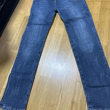 Jeans blu Vintage bambina con ricami floreali