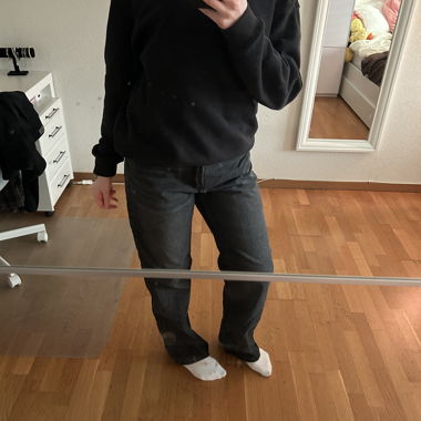 Black straight-leg jeans
