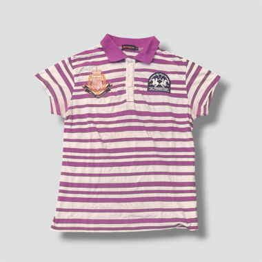 La Martina vintage pink striped poloshirt