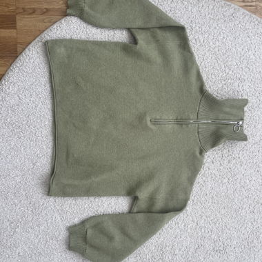 Pull à demi-zip vert olive