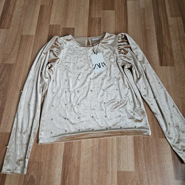 Top dorato per bambini con paillettes e perline