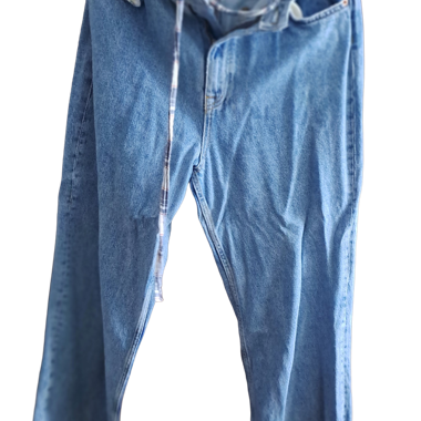 Light blue straight jeans with drawstring