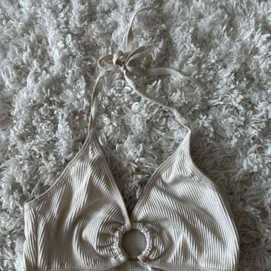 Cream bralet with metal ring detail