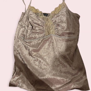 Michel Klein Satin-Top mit Spitze, Grösse 38