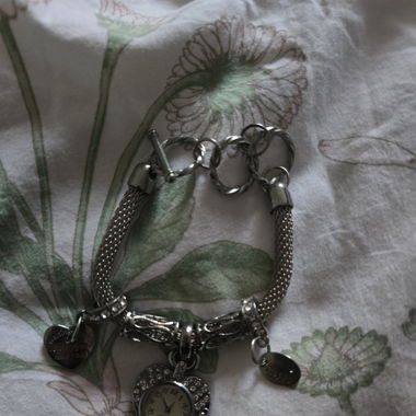 Silver Charm Bracelet with watch