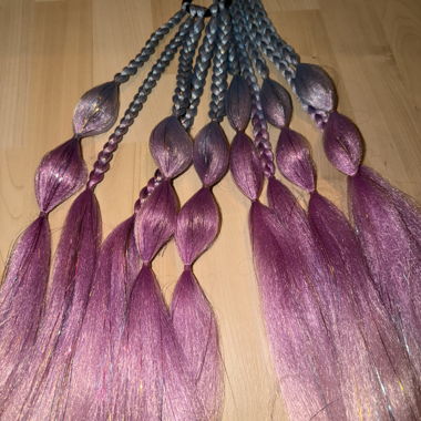 Extensions tressées synthétiques violet/gris