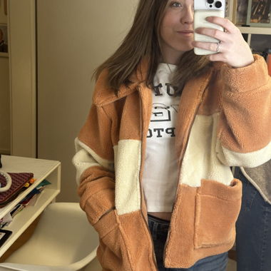 Veste toute douce orange/crème
