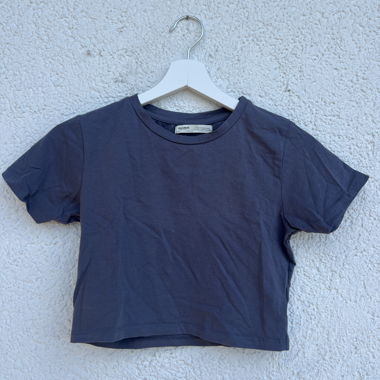 T-shirt cropped grigio chiaro