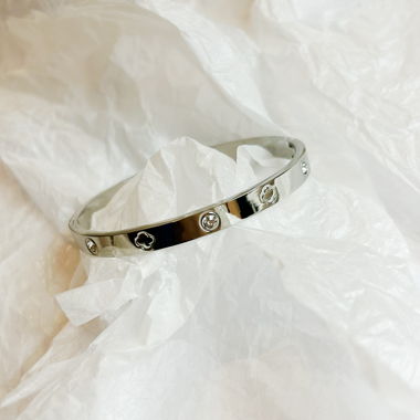 Clover Armreif Edelstahl mit Zirkon