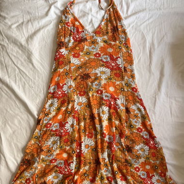 bershka orange floral maxi dress