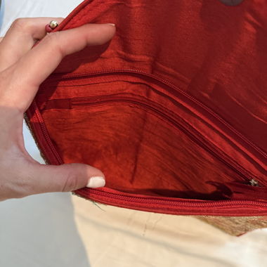 Embroidered Red Clutch Bag