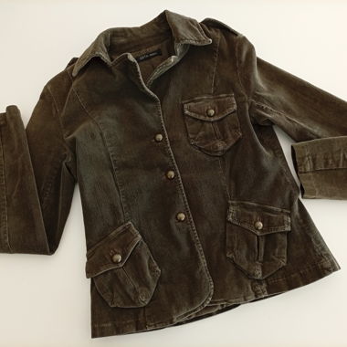 Corduroy, olive jacket, mid-season casual wear