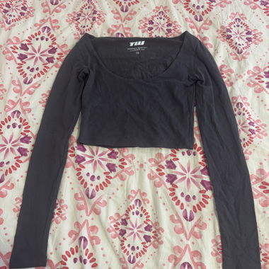 Graues langarm Crop Top Gr. XS