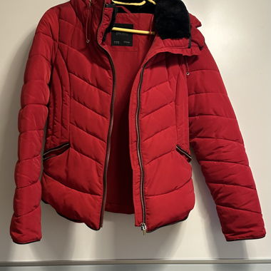 Red Zara Basic Puffer Jacket