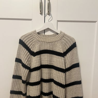 Pullover Pull&Bear, beige/schwarz gestreift, Gr. S