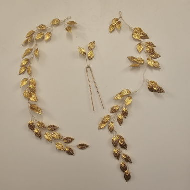 Fermaglio per capelli dorato con foglie