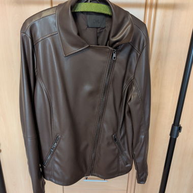 Brown leather-look jacket