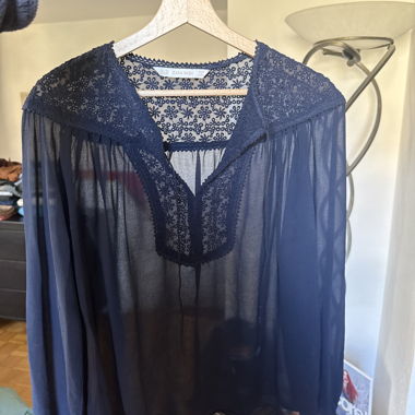 Navy Lace Blouse