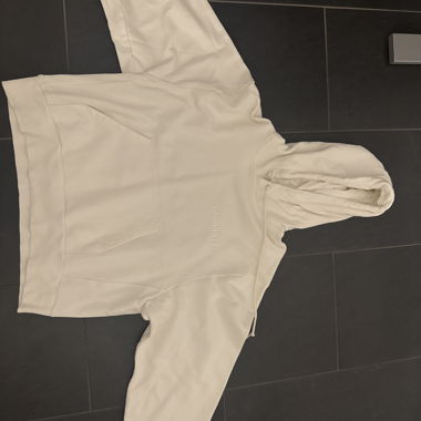 Weiss Beiger Kapuzenpullover mit Kängurutasche