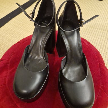 Black high heels with block heel