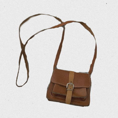 Vintage mini bag/wallet camel leather 