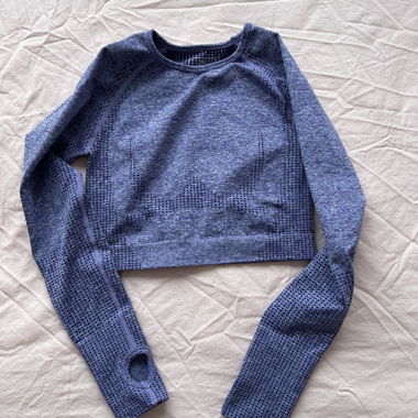 Crop top de sport à manches longues violet
