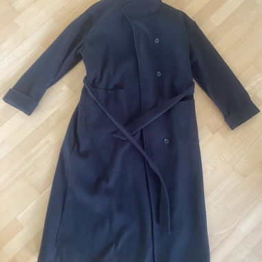 Black women's coat with tie belt