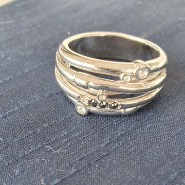 Ring mit Zirkon weiss / blau