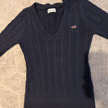 Hollister Y2K Navy-Zopfmuster-Pullover