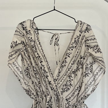 Boho Maxikleid, Baumwolle, Print, V-Ausschnitt
