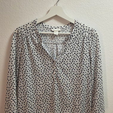 Blusa bianca a fantasia con maniche 3/4, XS