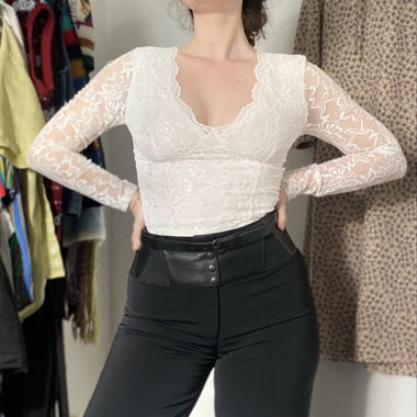 Romantic V-Neck White Lace Top 