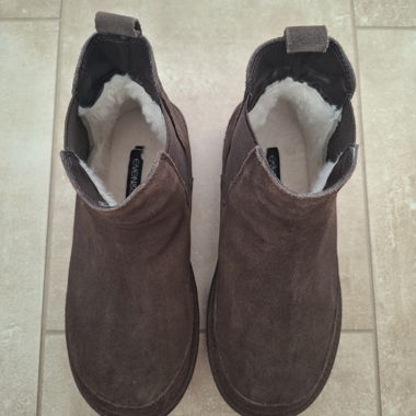 Stivali Chelsea platform marroni con fodera in pelliccia