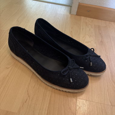 Ballerine blu scuro con piattaforma bianca
