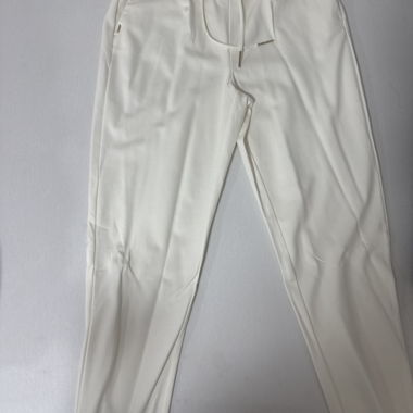 Pantaloni da donna bianchi/beige con cintura a fiocco