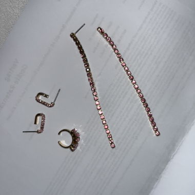Pink Earrings Set with Pink Stones