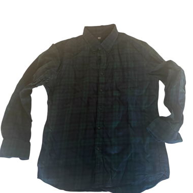 Camicia UNIQLO verde e blu a quadri con bottoni L