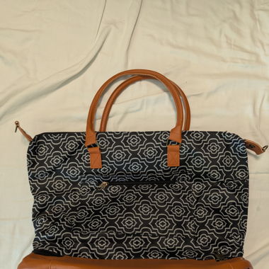 Sac à Main en Tissu et Cuir Marron - Neuf