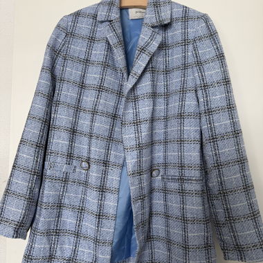 Blazer lavorato a maglia a quadri blu XS