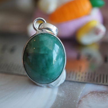 Smaragd 925 Silber    Anhänger Gefasst  