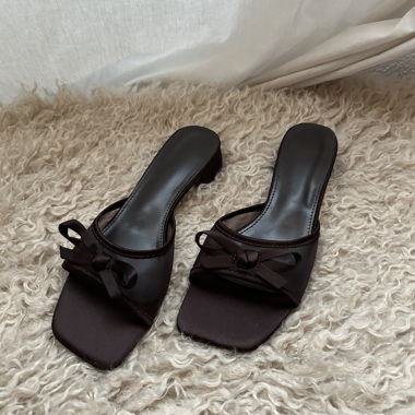 Dark Sandals with Bow