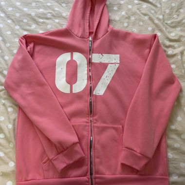 Pink Zip Hoodie with Print