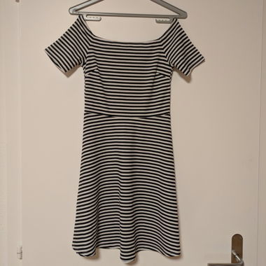 striped off-shoulder dress