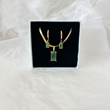 Schmuck Set EMERALD - 18k vergoldet mit Zirkon