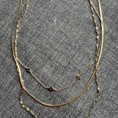 Collier acier inoxydable doré multi-rangs