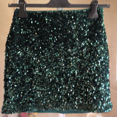 Gonna con paillettes verde scuro H&M