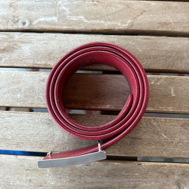Red-and-black leather belt
