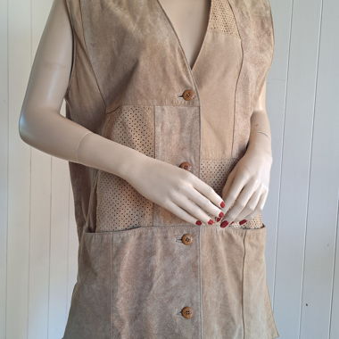 Lederweste 80s Vintage LEATHER SOUND Gilet 38 M