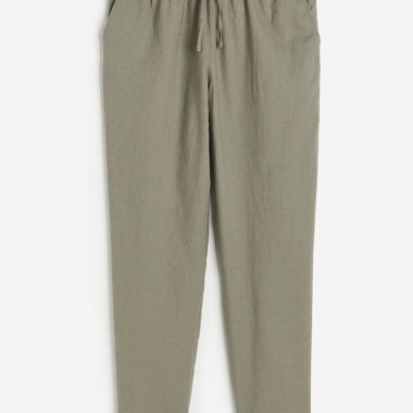 H&M Leinen-Mix Hose khaki, Grösse S